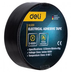 DELI μονωτική ταινία υψηλής αντοχής DL5261, 18mm x 9.15m, μαύρη