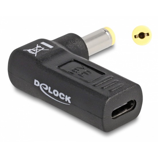 DELOCK αντάπτορας τροφοδοσίας laptop 60009, USB-C σε Acer 5.5x1.7mm, μαύρος