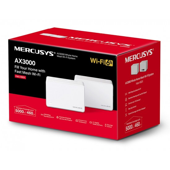MERCUSYS Mesh Wi-Fi 6 System Halo H80X, 3Gbps Dual Band, 2τμχ, Ver. 1.0