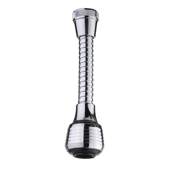 HOME USE κεφαλή βρύσης HUH-0104 με εύκαμπτο σπιράλ, 14.5cm, ασημί