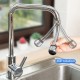 HOME USE κεφαλή βρύσης HUH-0104 με εύκαμπτο σπιράλ, 14.5cm, ασημί