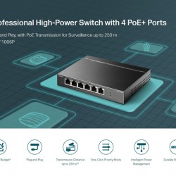 TP-LINK desktop switch TL-SF1006P, 6-Port 10/100Mbps, 4x PoE+, Ver. 1.0