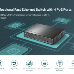 TP-LINK desktop switch TL-SF1008LP, 8-Port 10/100Mbps, 4x PoE, Ver. 2.0