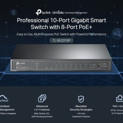 TP-LINK JetStream switch TL-SG2210P, 10-Port Gigabit, 8x PoE+, Ver. 5.0