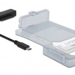 DELOCK αντάπτορας USB-C σε SATA 64084 με θήκη για 2.5" HDD/SSD, 6Gbps