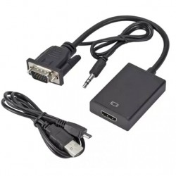 POWERTECH αντάπτορας VGA & 3.5mm σε HDMI PTH-078, μαύρος