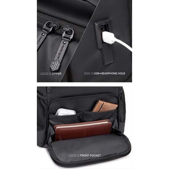 ARCTIC HUNTER τσάντα πλάτης B00532 με θήκη laptop 15.6", USB, 28L, γκρι