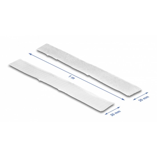 DELOCK αυτοκόλλητη ταινία τύπου Velcro 19061, 1mx20mm, λευκή