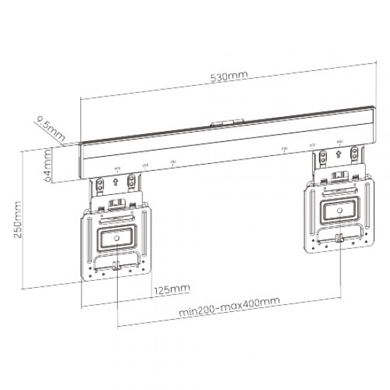 BRATECK επιτοίχια βάση τηλεόρασης LED-1944, 32-65", έως 75kg, ultra slim, fixed