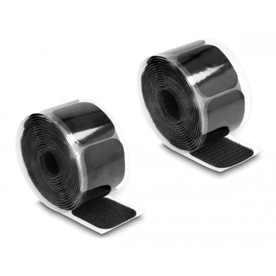 POWERTECH αυτοκόλλητα τύπου Velcro TIES-067 σε ρολό 5m, 45x50mm, μαύρο