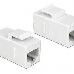DELOCK Keystone module RJ45 86379, θηλυκό σε θηλυκό, Cat 6 UTP, λευκό