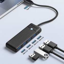 ORICO USB hub PAPW4A-C3, 4x θυρών, 5Gbps, USB-C σύνδεση, μαύρο