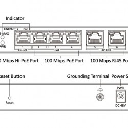 HIKVISION Managed switch DS-3E1106HP-EI, 4x PoE & 2x RJ45 ports, 100Mbps