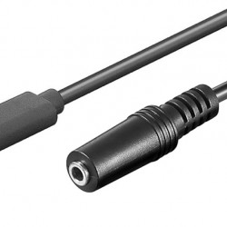 POWERTECH καλώδιο USB-C σε 3.5mm CAB-UC059 αρσενικό σε θηλυκό, 1m, μαύρο