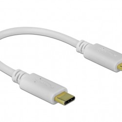 DELOCK καλώδιο USB-C 85357, 100W PD, 5A, 15cm, E-Marker, λευκό