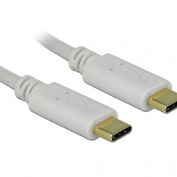DELOCK καλώδιο USB-C 85357, 100W PD, 5A, 15cm, E-Marker, λευκό