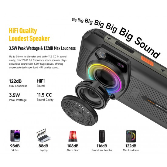 ULEFONE smartphone Armor 21 με ηχείο 3.5W, 6.58", 8/256GB, 9600mAh, IP68/IP69K, μαύρο