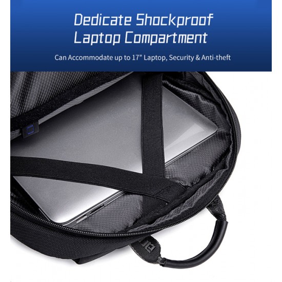 ARCTIC HUNTER τσάντα πλάτης B00544 με θήκη laptop 17", 40L, USB, μαύρη