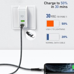 LDNIO καλώδιο Lightning σε USB-C LC112, 30W PD, 2m, γκρι