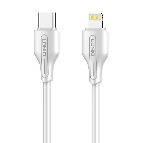 LDNIO καλώδιο Lightning σε USB-C LC122I, 30W PD, 2m, λευκό