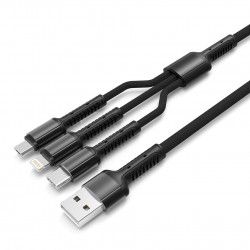 LDNIO καλώδιο USB σε USB-C/Lightning/Micro USB LC93, 3.4A, 1.2m, γκρι