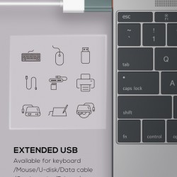 LDNIO αντάπτορας USB-C σε USB LC140, αρσενικό σε θηλυκό, γκρι