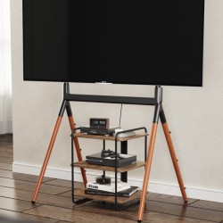 BRATECK ραφιέρα δαπέδου SFR-04, 45.4x40x49.6cm, έως 90kg, καφέ-μαύρο