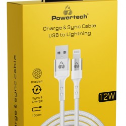 POWERTECH καλώδιο USB σε Lightning PTR-0126, 12W, copper, 1m, λευκό