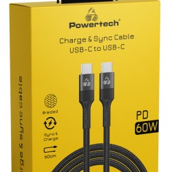 POWERTECH καλώδιο USB-C PTR-0131, PD 60W, copper, 60cm, μαύρο