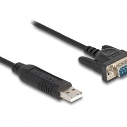 DELOCK καλώδιο USB σε RS-232 66461, 921.6Kbps, 50cm, μαύρο