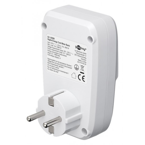 GOOBAY μετρητής κατανάλωσης ρεύματος 64589 με οθόνη, 16A, λευκός