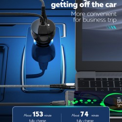LDNIO φορτιστής αυτοκινήτου C101 με καλώδιο, USB/USB-C, 100W PD, μαύρος