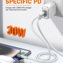 LDNIO καλώδιο Lightning σε USB-C LC602I, 30W PD, 2m, γκρι