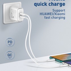 LDNIO καλώδιο USB-C σε USB-C LC611C, 65W PD, 1m, λευκό