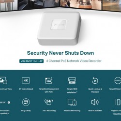 TP-LINK NVR καταγραφικό VIGI NVR1104H-4P, 8MP, 4 κανάλια PoE+, Ver. 1.0