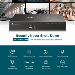 TP-LINK NVR καταγραφικό VIGI NVR1016H, 8MP, 16 κανάλια, Ver. 1.20