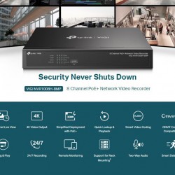 TP-LINK NVR καταγραφικό VIGI NVR1008H-8MP, 8MP, 8 κανάλια PoE, Ver. 1.0