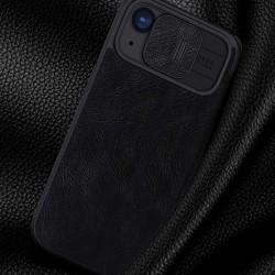 NILLKIN θήκη Qin Pro για iPhone 15 Plus, δερμάτινη, μαύρη