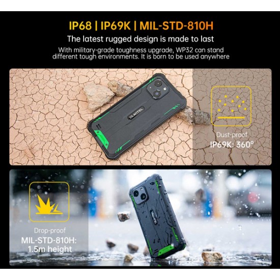 OUKITEL smartphone WP32, 6", 4/128GB, 6300mAh, IP68/IP69K, μαύρο