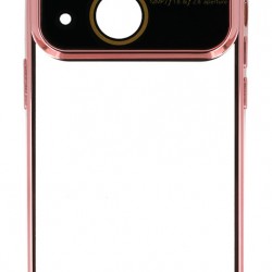 POWERTECH θήκη Electro Lens MOB-1945 για iPhone 15, διάφανη-ροζ χρυσό