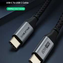 CABLETIME καλώδιο USB-C σε USB-C CT-CMCM, 60W, 480Mbps, 2m, μαύρο