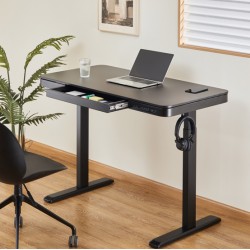 BRATECK ηλεκτρικό γραφείο S08-22DSWW με συρτάρι, 118x60x72~120cm, μαύρο