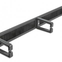 DELOCK cable management 66488, 19"/1U rack, 3x γάντζοι & βούρτσα, μαύρο