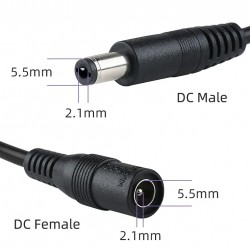 POWERTECH καλώδιο επέκτασης DC CAB-P030, 5.5 x 2.1mm, 10m, μαύρο