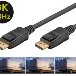 GOOBAY καλώδιο DisplayPort 64797, 8K/60Hz, 32.4 Gbps, 1m, μαύρο