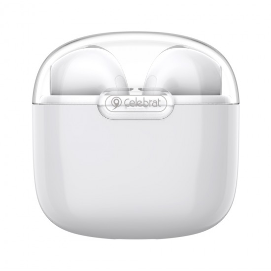 CELEBRAT earphones με θήκη φόρτισης W52, True Wireless, Φ13mm, λευκά