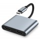 POWERTECH docking station CAB-UC083, 2 θυρών HDMI, USB-C, 4K, γκρι
