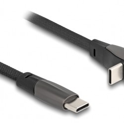 DELOCK καλώδιο USB-C 80751, 60W, flat, γωνιακό, 480 Mbps, 1m, μαύρο