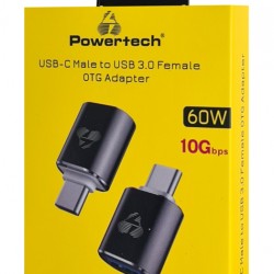 POWERTECH αντάπτορας USB-C σε USB 3.0 PTR-0148, 10 Gbps, 60W, γκρι