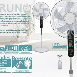 BRUNO ανεμιστήρας προηγμένων λειτουργιών BRN-0189 με τηλεχειριστήριο, 45W, Φ43εκ x 130εκ, λευκός